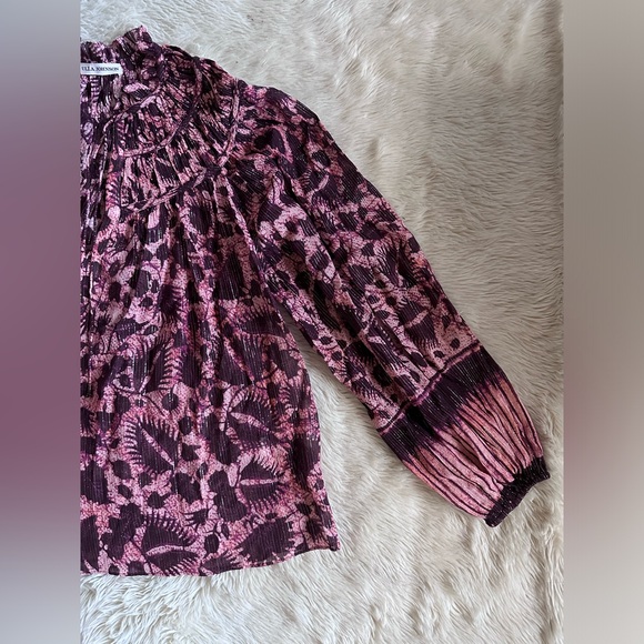 Ulla Johnson Yulia Silk Blend Blouse Top in Bordeaux Metallic Size 6 - Picture 6 of 13